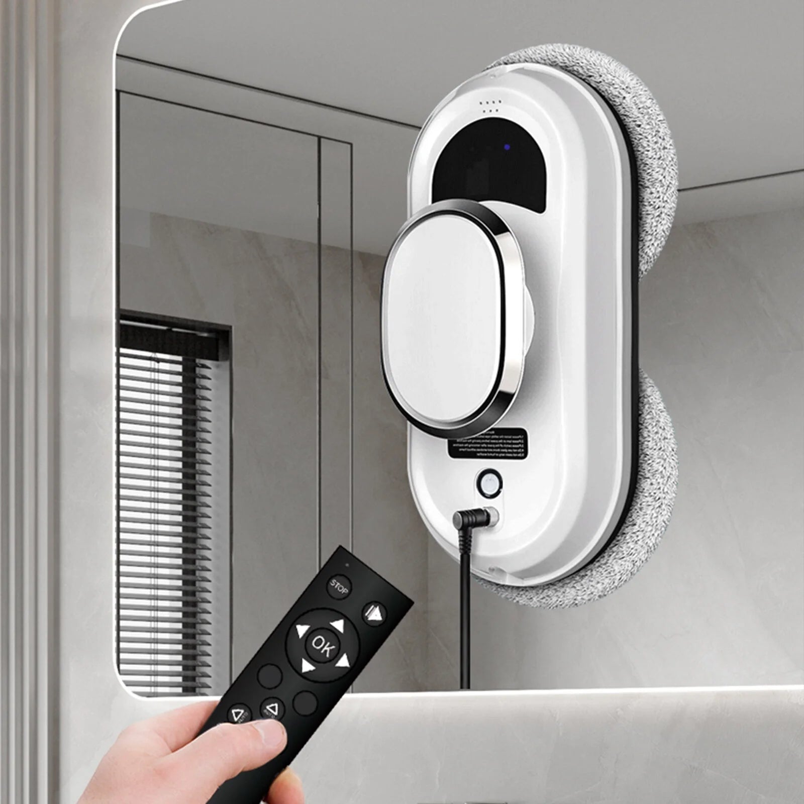 Oenbopo Window Cleaner Robot,Smart Glass Cleaning Robotic with Strong Suction,Remote Control Window Cleaning Robot for Windows/Tiles/Class Door