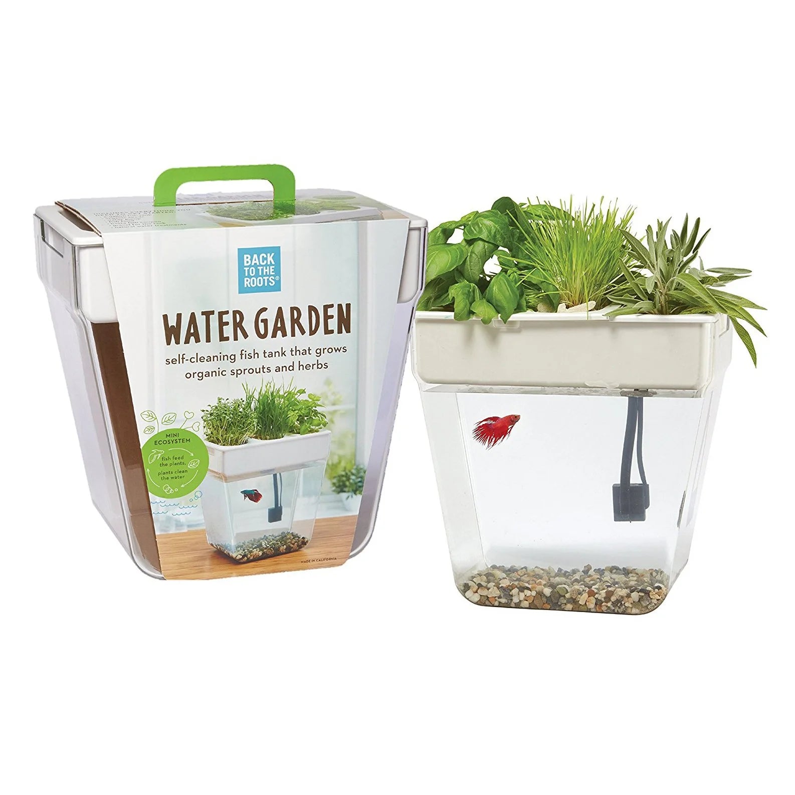 Back to the Roots 3 Gal. Self-Cleaning Aquaponic Water Garden Fish Tank Aquarium