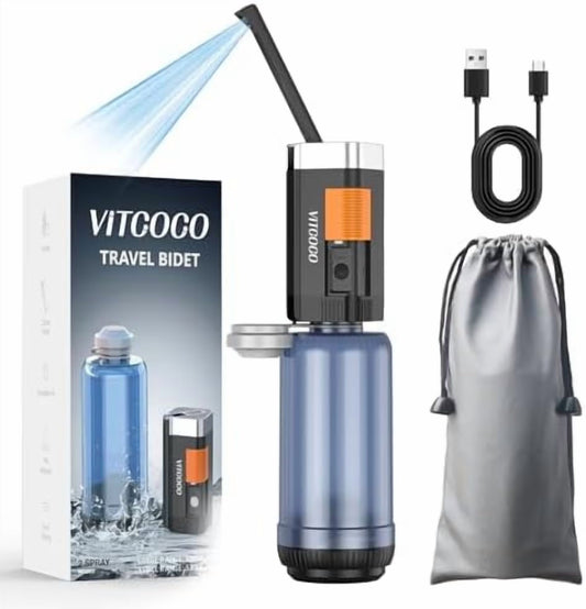 Portable Bidet for Travel, Rechargeable Bidet Sprayer with 400ml Bottle Capacity, Waterproof High Pressure Handheld Bidets for Women/Men, Postpartum Care, Hygiene Cleaning