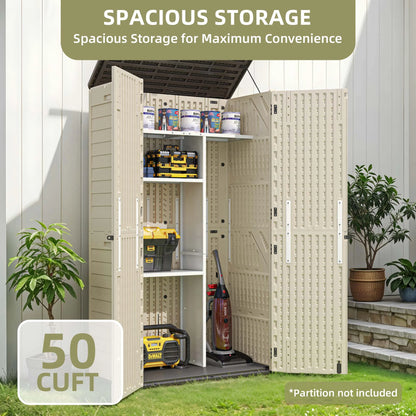 Wooflex 6.7 ft Tall Garage Cabinet with Lockable Double Doors, Resin Storage for Cleaning Supplies, Vacuums, Portable Household Organizer, Woodgrain Brown