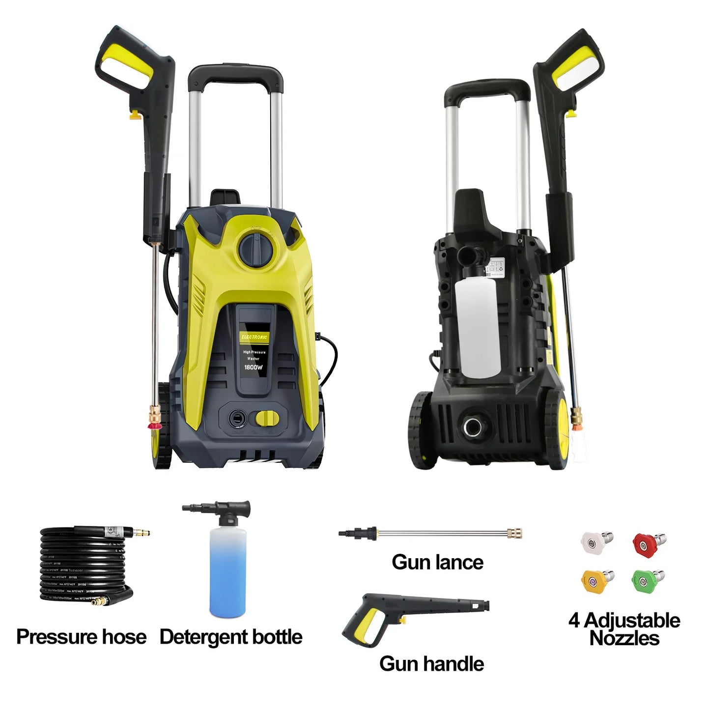 Electric Pressure Washer 4800PSI-Max 2.9GPM Pressure Washer with 25 Foot Hose, 16.4 Foot Power Cord, Soap Tank Car Wash Machine Blue Ideal Cleaning for Patio