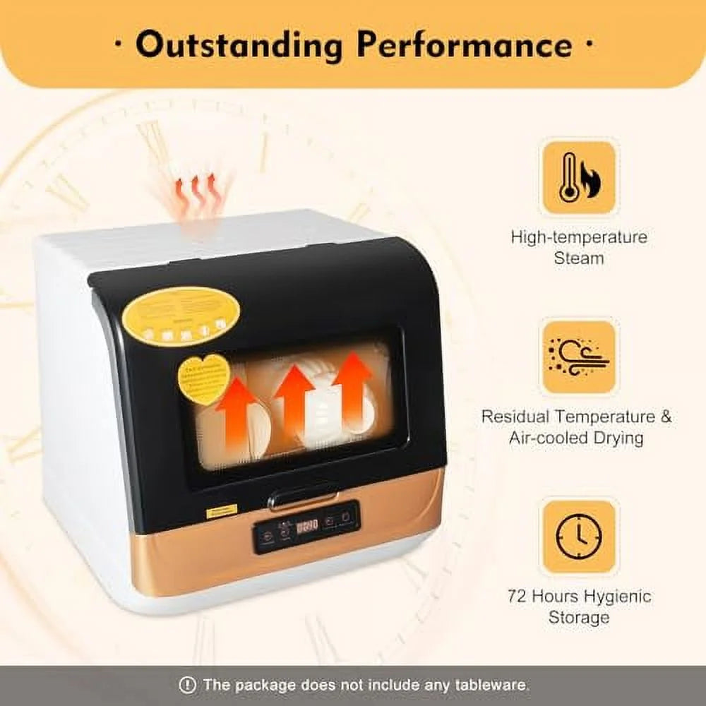 1200W 110V Portable Countertop Dishwasher, 5-Liter Compact Dishwasher, Automatic Dishwasher with 4 Washing Programs+360�� Streak-Free Deep Cleaning, Dishwasher for Apartment/Office/