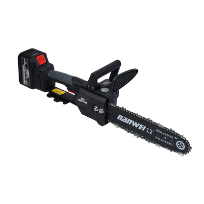 Wood 12inch Electric Chainsaw 2000W Brushless Chainsaw Handheld Logging Saw With Safety Lock 21V 6000mah Rechargeable Battery For Wood Cutting Trimming Courtyard Garden Building