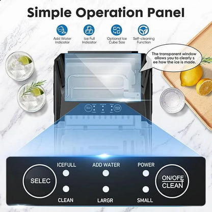 ZUNMOS Countertop Ice Maker,9 Cubes in 6 Minutes, Self-Cleaning, with Ice Basket & Scoop, Black