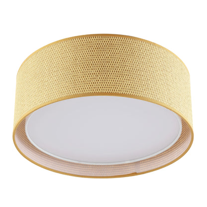 LEDET 15.7 in. Yellow Flush Mount Ceiling Light Rattan Weaving Shade Home Decor Pendant Lighting