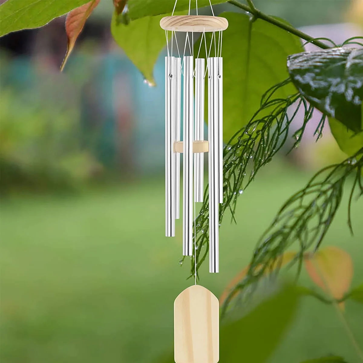 6 Tubes Wind Chime, 29'' Wooden Hanging Wind Chimes Window Wind Bells for Outdoor Indoor Home Decoration Mother's Day Gift