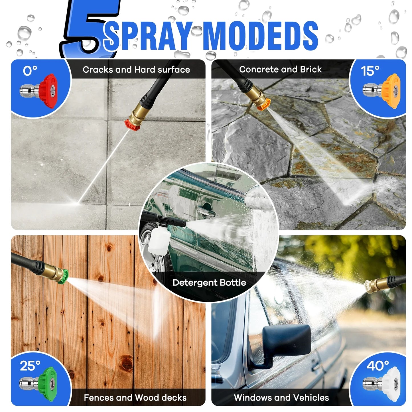 Electric Pressure Washer, 4200 PSI 2.5 GPM Power Washer with 2 Quick Connect Nozzles, High Pressure Cleaning Machine with Foam Cannon for Cars/Fences/Driveways/Patios/Home Cleaning