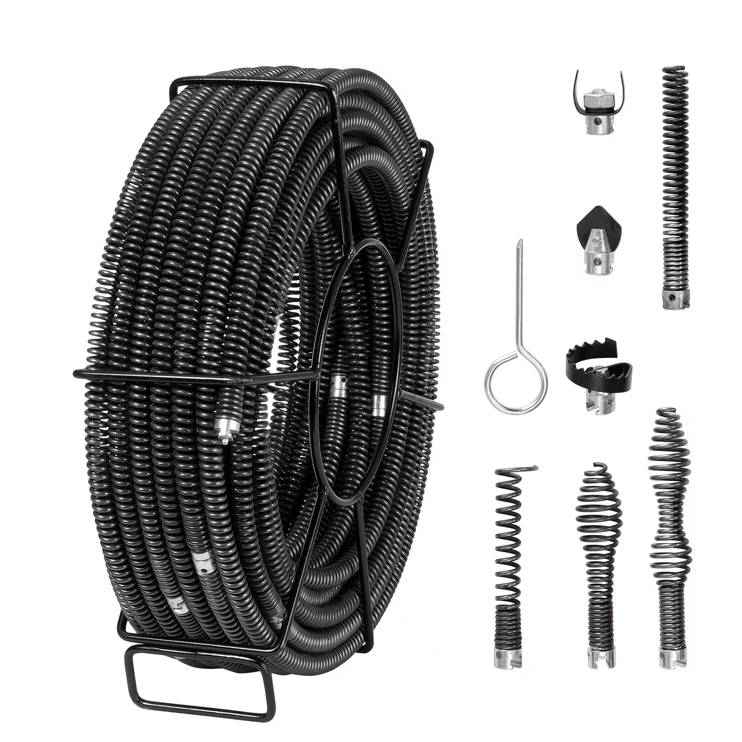 KFFKFF 100FTx5/8In & 7 Cutouts Drain Cleaning Cable for 0.8"-3.9" Pipes