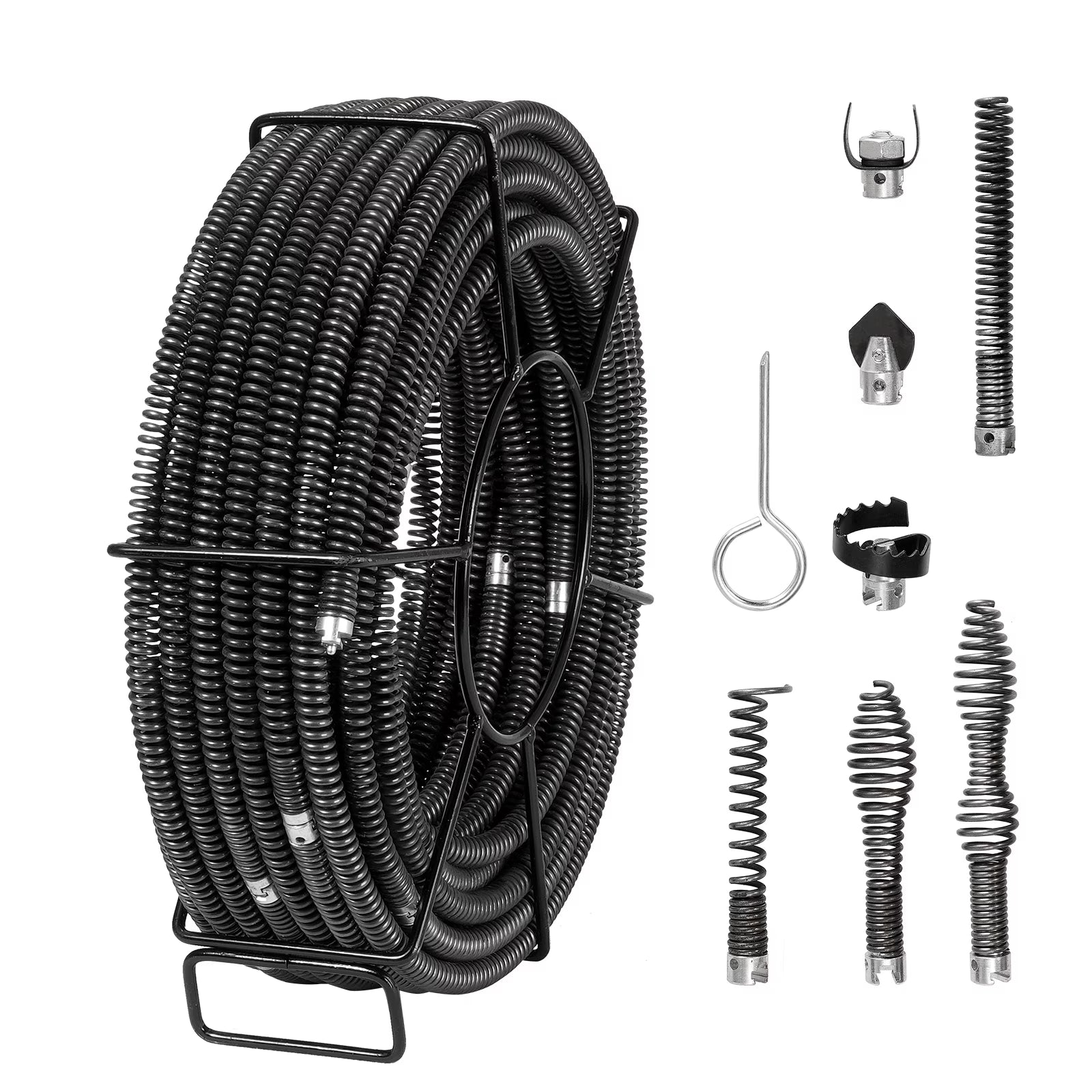 KFFKFF 100FTx5/8In & 7 Cutouts Drain Cleaning Cable for 0.8"-3.9" Pipes