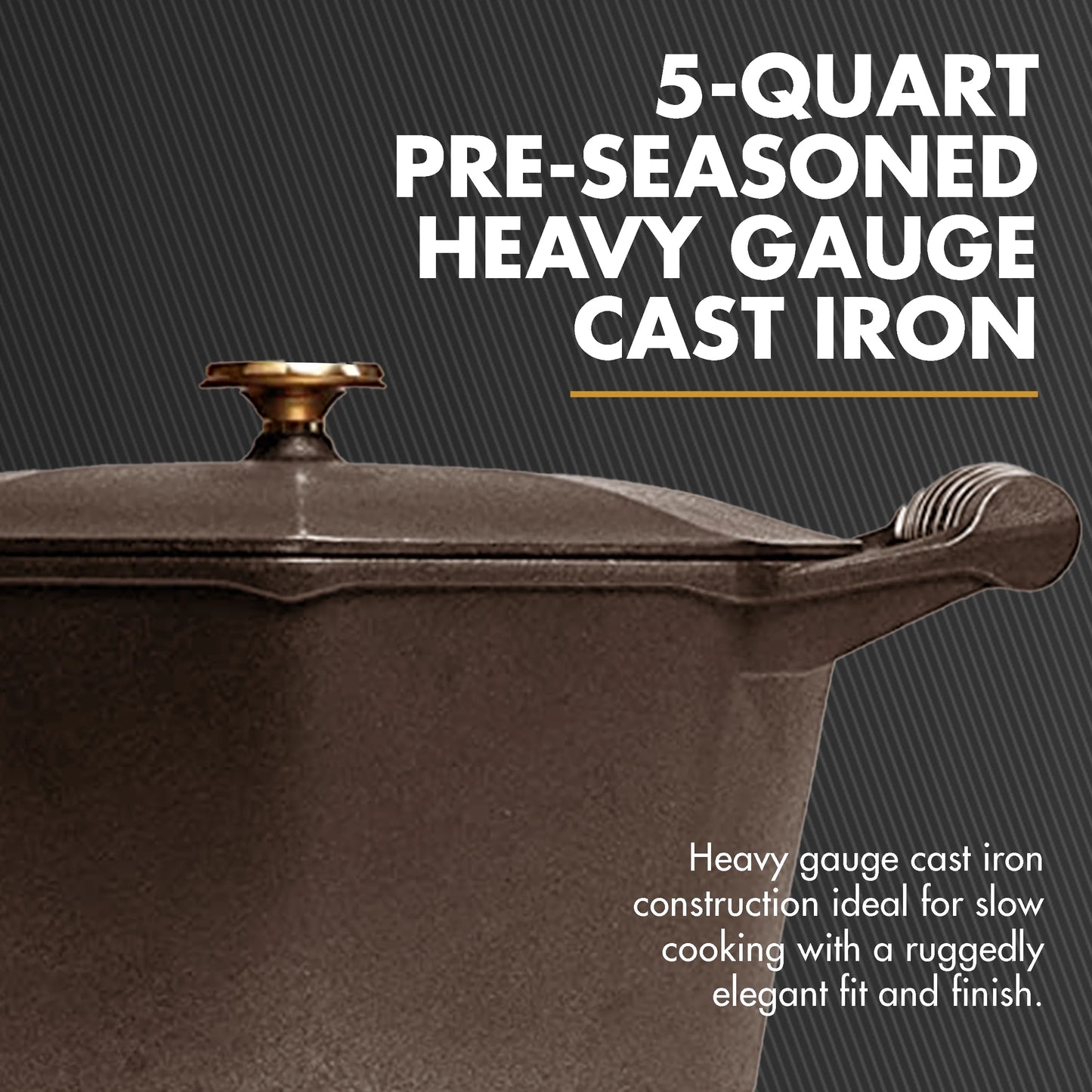 FINEX 5 Qt Dutch Oven - Beautiful Cast Iron Dutch Oven - Cooking Pot with Even Heat Retention & Distribution - Effortless Cleaning - Rust Resistant Dutch Oven Pot - Pre-Seasoned