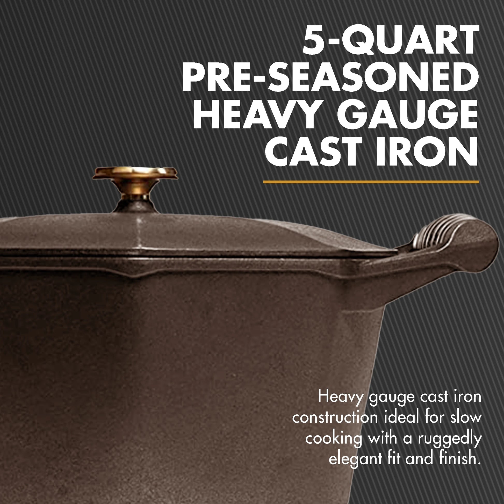 FINEX 5 Qt Dutch Oven - Beautiful Cast Iron Dutch Oven - Cooking Pot with Even Heat Retention & Distribution - Effortless Cleaning - Rust Resistant Dutch Oven Pot - Pre-Seasoned