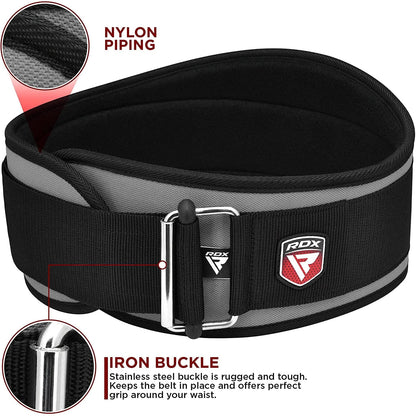 RDX Weight Lifting Belt, 6 Inch Curved Padded Back Lumbar Support, Functional Fitness Strength Training, Core Exercise Workout Bodybuilding Powerlifting Deadlifts Squats, Home Gym Equipment