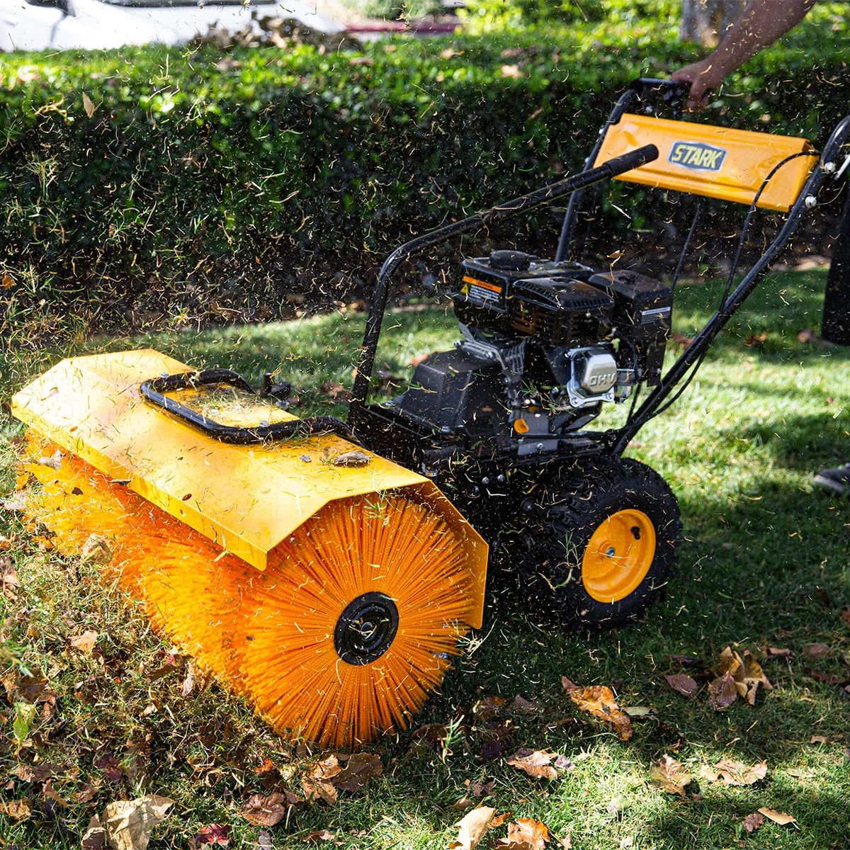 Stark 31" Walk Behind Gas Power Sweeper Dirt Debris Cleaning Path 196cc 7HP Gas Engine - for Leaves, Dirt, and Gravel