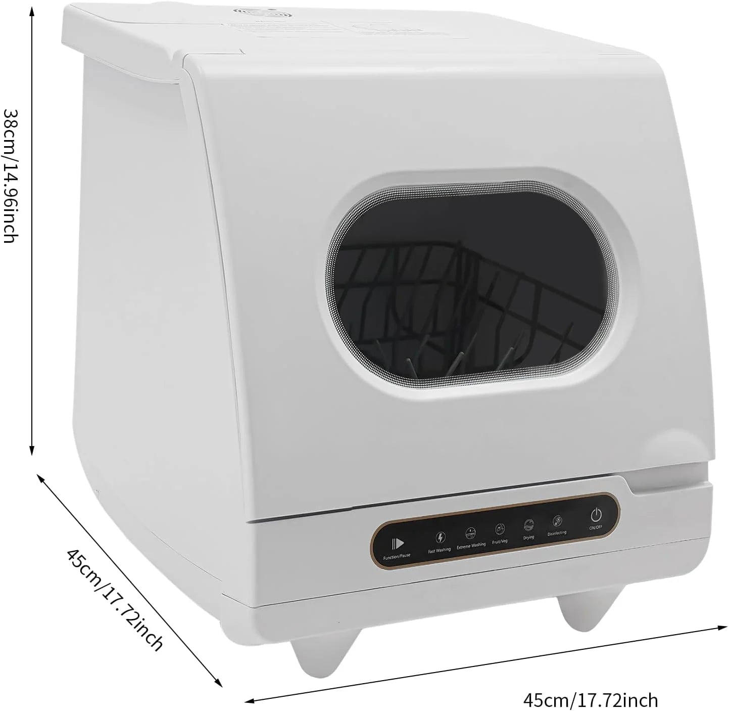 Portable Countertop Dishwasher, 1200W Mini Dishwasher with 12 Water Outlets and 360�� Spraying Cleaning, White Fully Automatic Dishwashing Machine for Homes, Dormitories, Recreational Vehicle