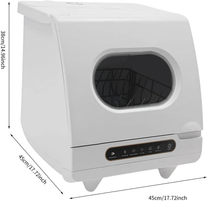 Portable Countertop Dishwasher, 1200W Mini Dishwasher with 12 Water Outlets and 360�� Spraying Cleaning, White Fully Automatic Dishwashing Machine for Homes, Dormitories, Recreational Vehicle