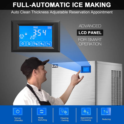 Ktaxon 550LBS/24H Commercial Ice Maker Machine & 300LBS Storage Bin, Commercial Ice Machine with LCD Touch Control Panel & Automatic Cleaning for Restaurant Bar Coffee Shop Home Supermarket
