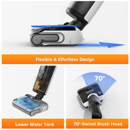 Roborock F25 LT Wet/Dry Vacuum Cleaner, 20000Pa Floor Cleaner, cordless, Hot Air Flash Drying & Hot Water Self Cleaning, Black