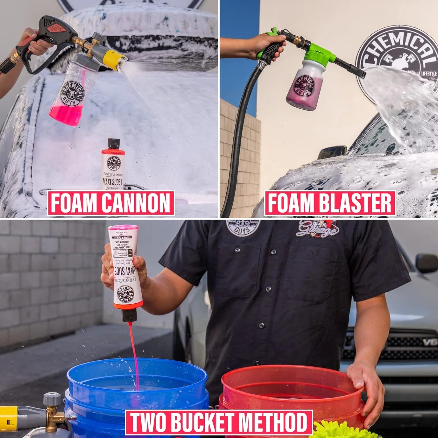 Chemical Guys HOL491 Spring Cleaning Car Wash Kit including ACC_326 Foam Gun (Works with Garden Hose) & MaxiSuds Car Wash Soap (6 Items)