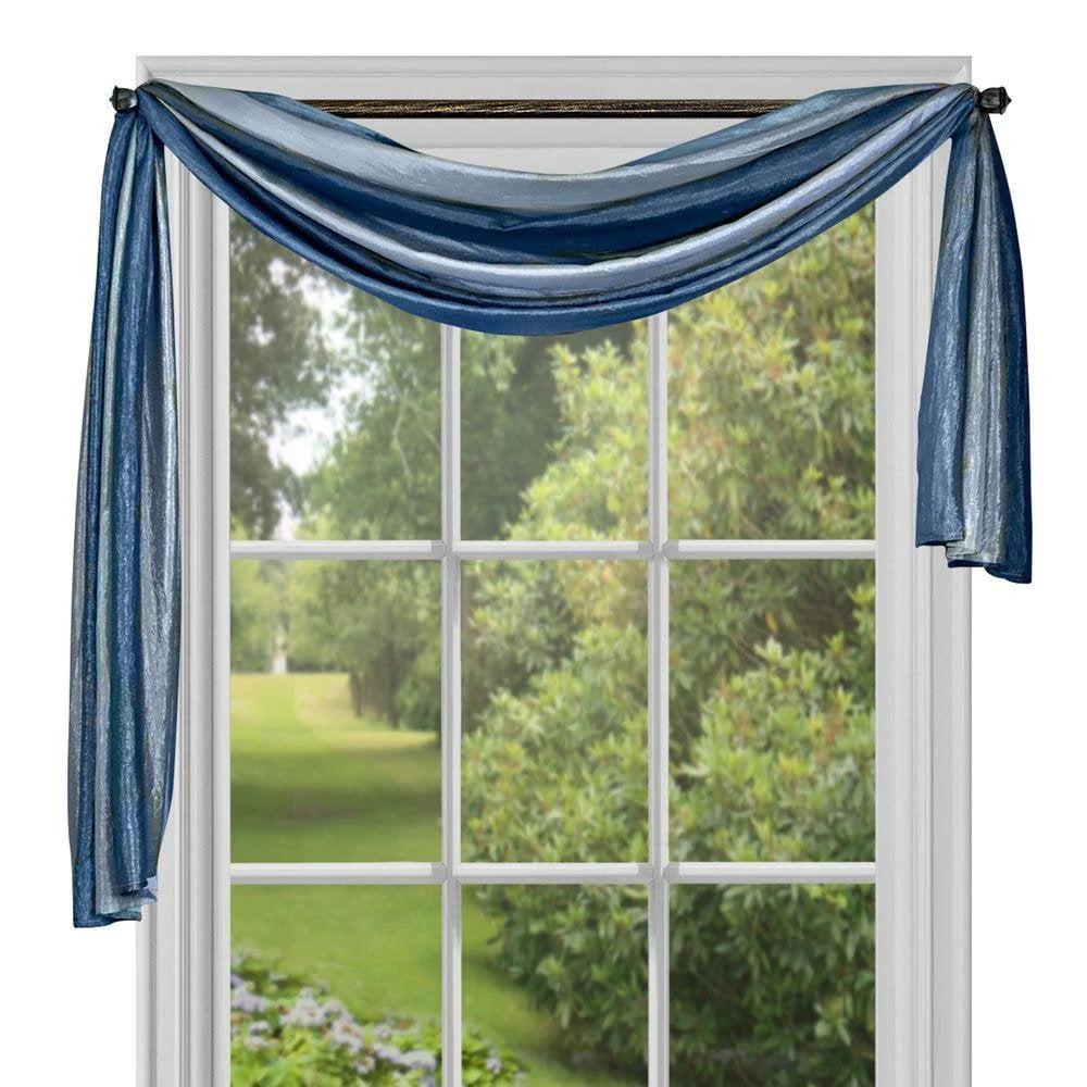 Designer Home Ombre Window Curtains, Modern Semi-Sheer Window Curtain Drape Shade Panels, Window Treatment for Livingroom, Bedroom and Kitchen, 50" x 63" Tie-Up Shade Blue