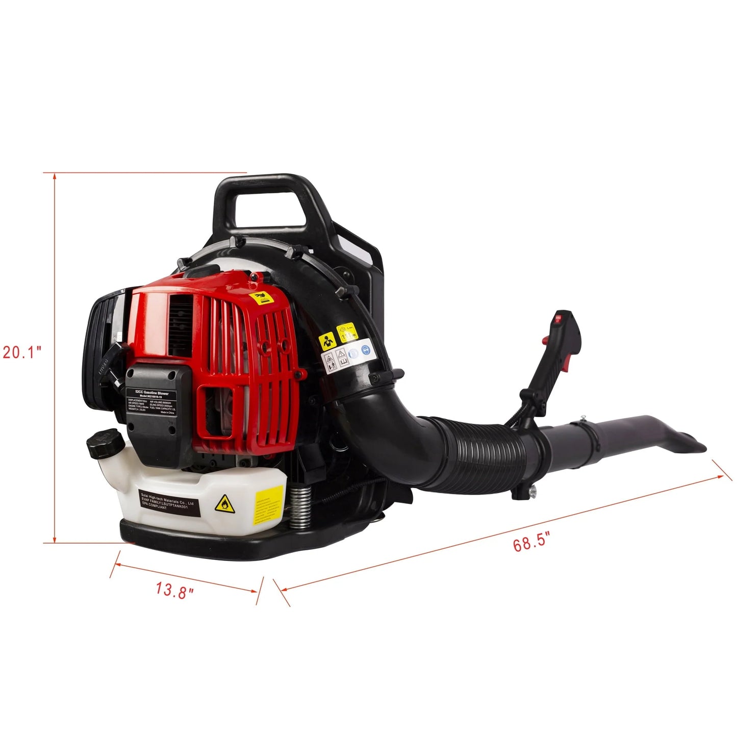 SYNGAR Gas Backpack Leaf Blower, 52CC 2-Cycle Leaf/Snow Blower with Extension Tube, for Dust Cleaning, Snow Blowing, Backyard, Garden, Work Around the House, Not for Sale in California, D5480