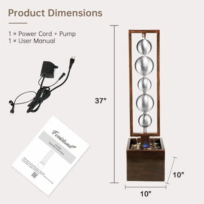 Ferrisland Outdoor Water Fountain with Pump, Relaxing Stainless Steel Geometric Sphere Freestanding Waterfall Fountains Modern Home Decor for Patio Garden Yard, Gift Idea, Bronze