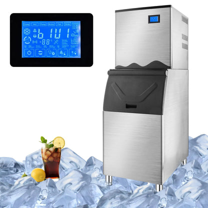 Ktaxon 550LBS/24H Commercial Ice Maker Machine & 300LBS Storage Bin, Commercial Ice Machine with LCD Touch Control Panel & Automatic Cleaning for Restaurant Bar Coffee Shop Home Supermarket
