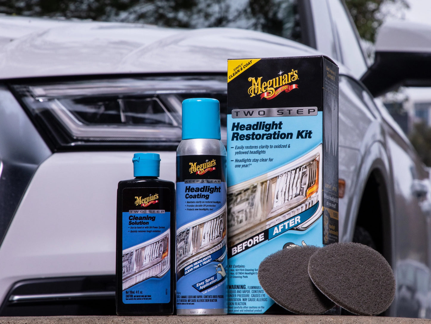 Meguiar's Two Step Headlight Restoration Kit, Clear �?Cleaning Solution, 4 Count (1 Pack)