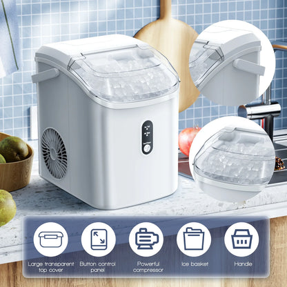 Electactic Nugget Ice Maker Countertop, 35lbs/24H, Self-Cleaning, Pebble Portable Ice Machine with Handle (White)