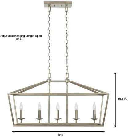 Home Decorators Weyburn 5-Light Antique Silver Caged Island Chandelier - New
