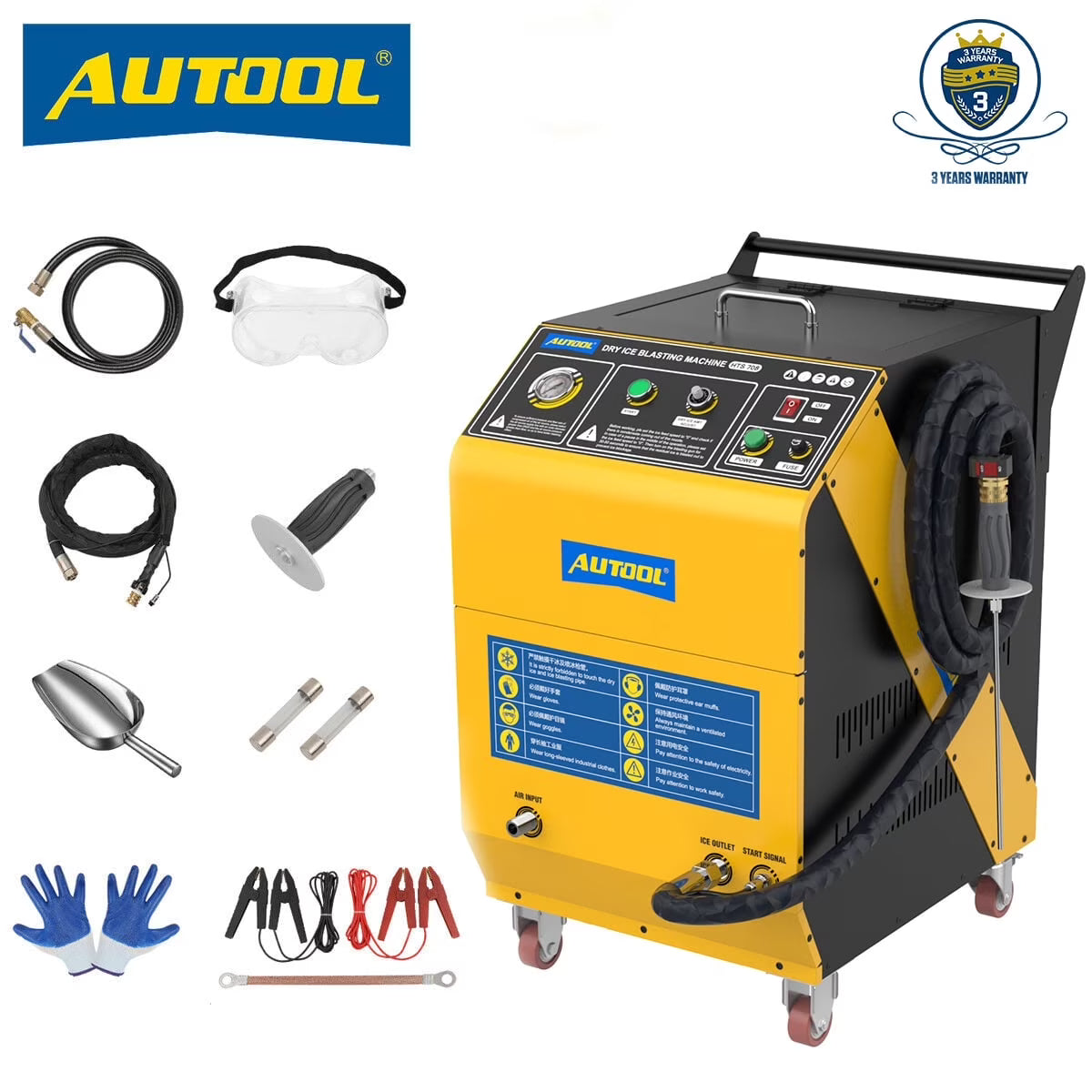 AUTOOL HTS558 Walnut Sand Carbon Deposition Clean Machine Walnut Shell Media Powder Sandblasting Machine Automotive Engine Intake Pipe Valve De-Carbon Cleaning Machine for Rust Grime Paint Removing
