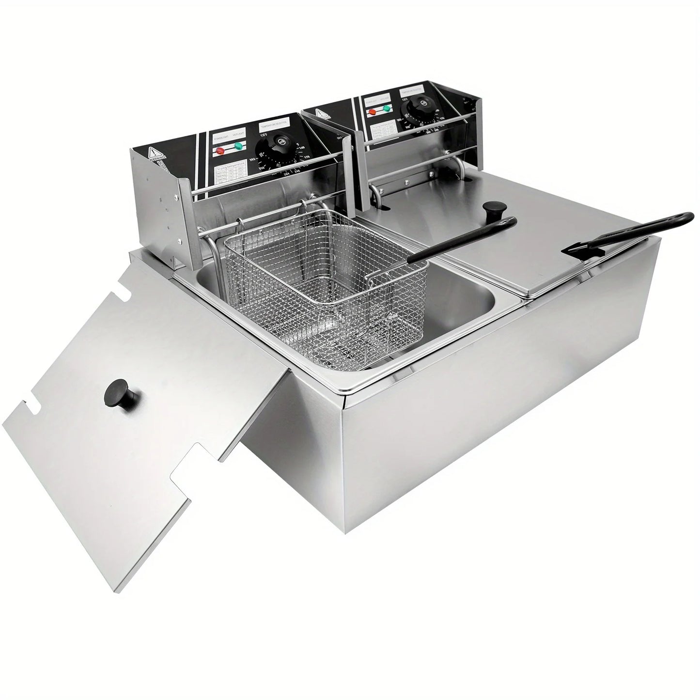 12L Stainless Steel Commercial Electric Deep Fryer - Large Capacity Countertop Fryer with Removable Tank and Lid for Easy Cleaning - Perfect for Restaurants, Cafes, and Home Use
