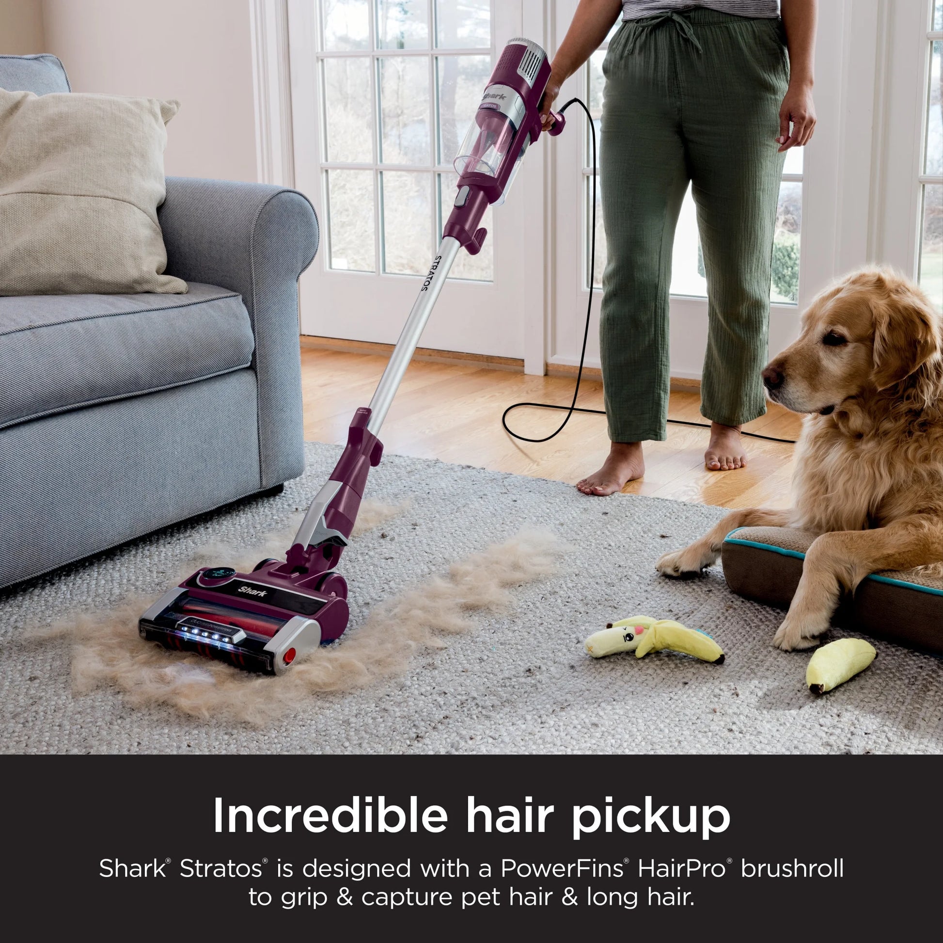 Shark Stratos? UltraLight Corded Stick Vacuum with DuoClean? PowerFins? HairPro?, Self-Cleaning Brushroll, and Odor Neutralizer Technology, HZ3000
