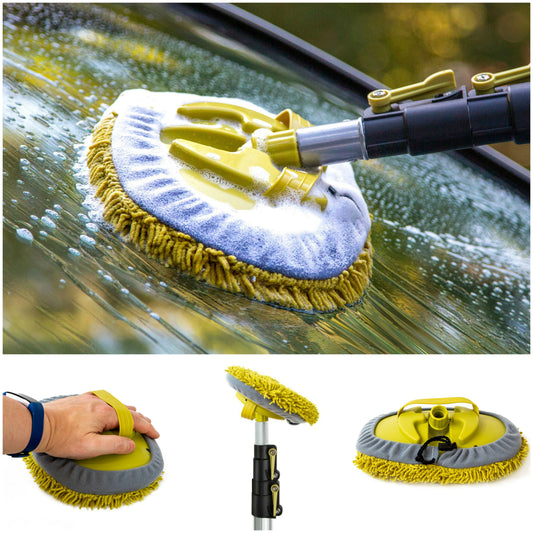 DocaPole Car Cleaning Kit: Car Wash Kit with 5-12’ Extension Pole & Soft Brush, Car Squeegee, Car Wash Mitt (2X), Microfiber Cleaning Head
