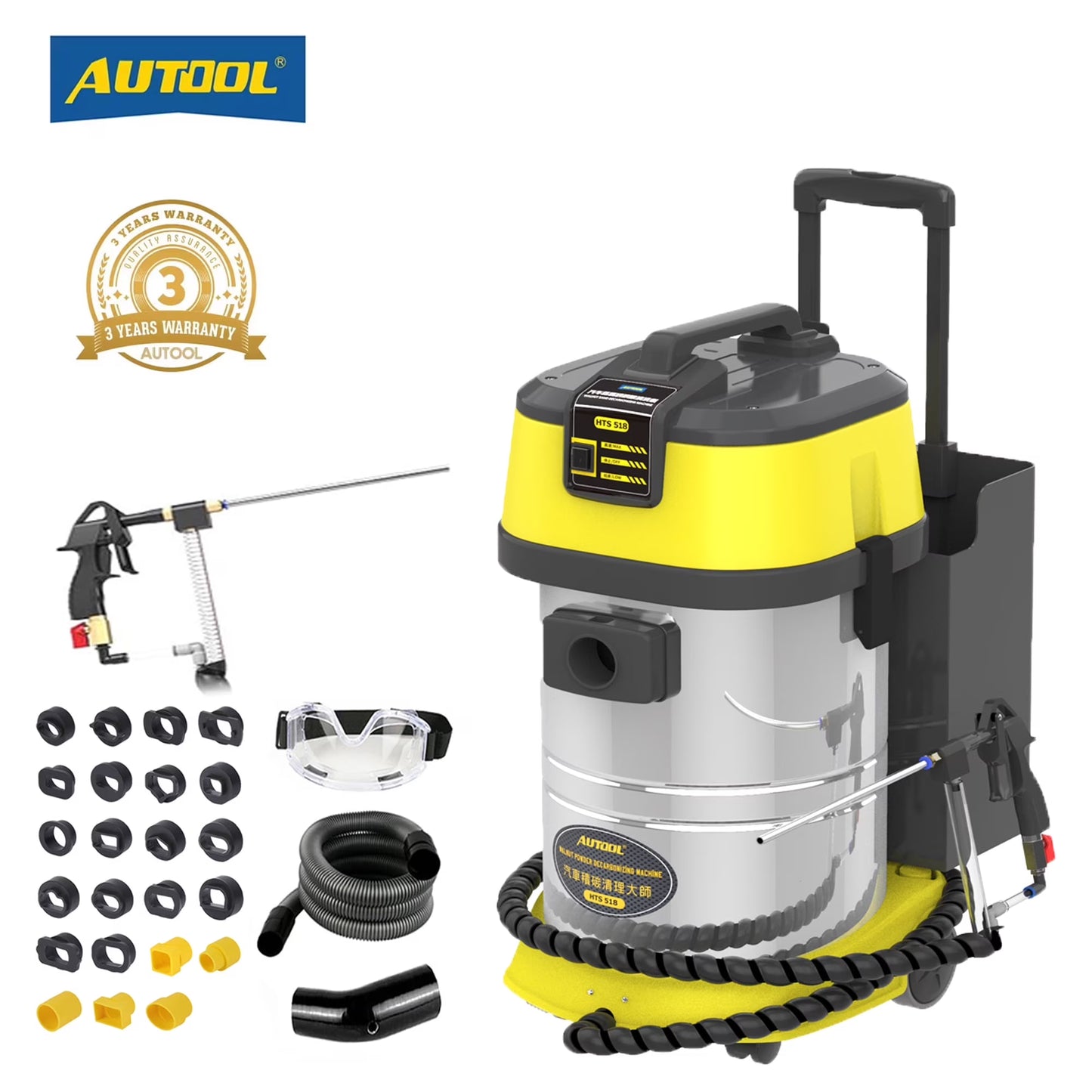 AUTOOL HTS558 Walnut Sand Carbon Deposition Clean Machine Walnut Shell Media Powder Sandblasting Machine Automotive Engine Intake Pipe Valve De-Carbon Cleaning Machine for Rust Grime Paint Removing