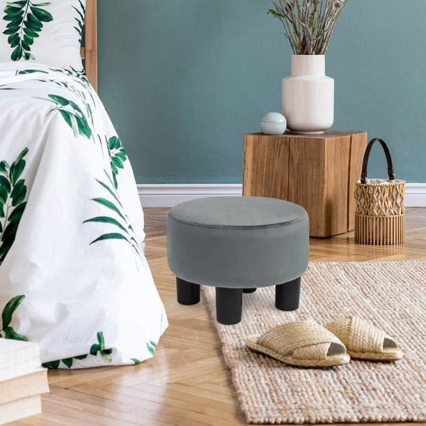 Homebeez Round Footstool Small Upholstered Ottoman Sofa Footrest Stool Padded Seat for Living Room Bedroom Entrance Home Decor