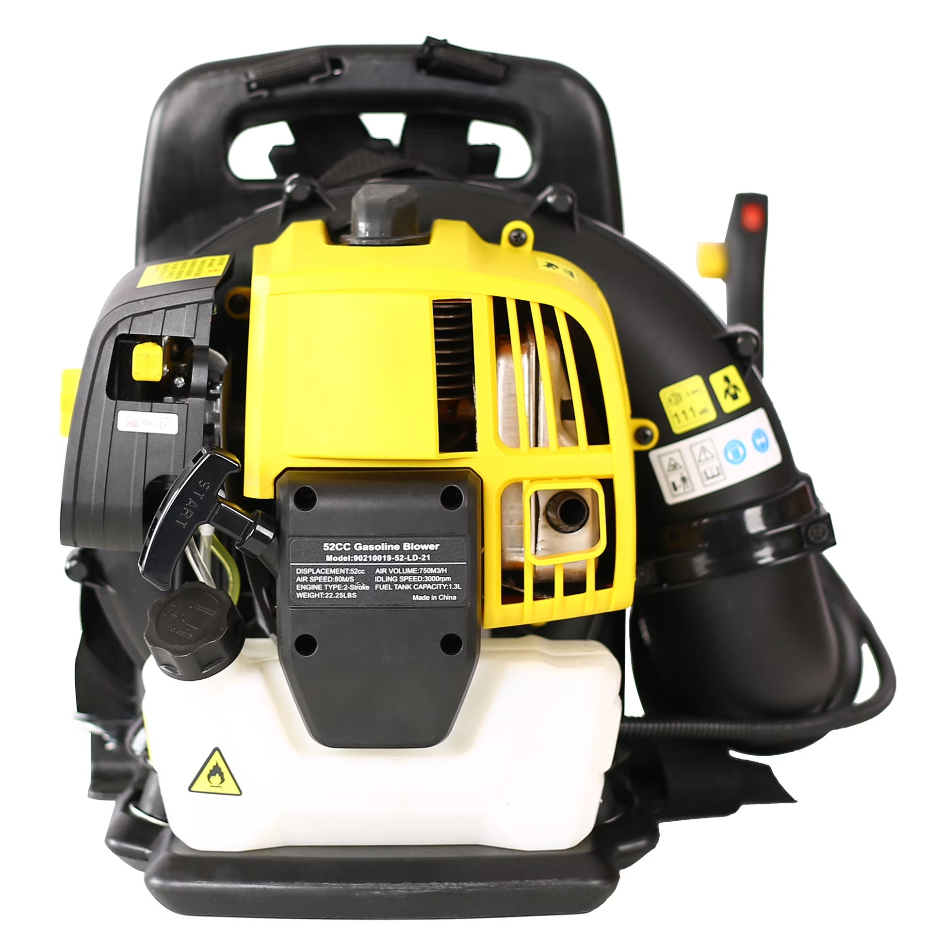 SESSLIFE Backpack Blower, Heavy-Duty Padded Backpack for All Day Comfort, 52CC 2-Cycle Gas Backpack Leaf Blower for Cleaning, Black & Yellow