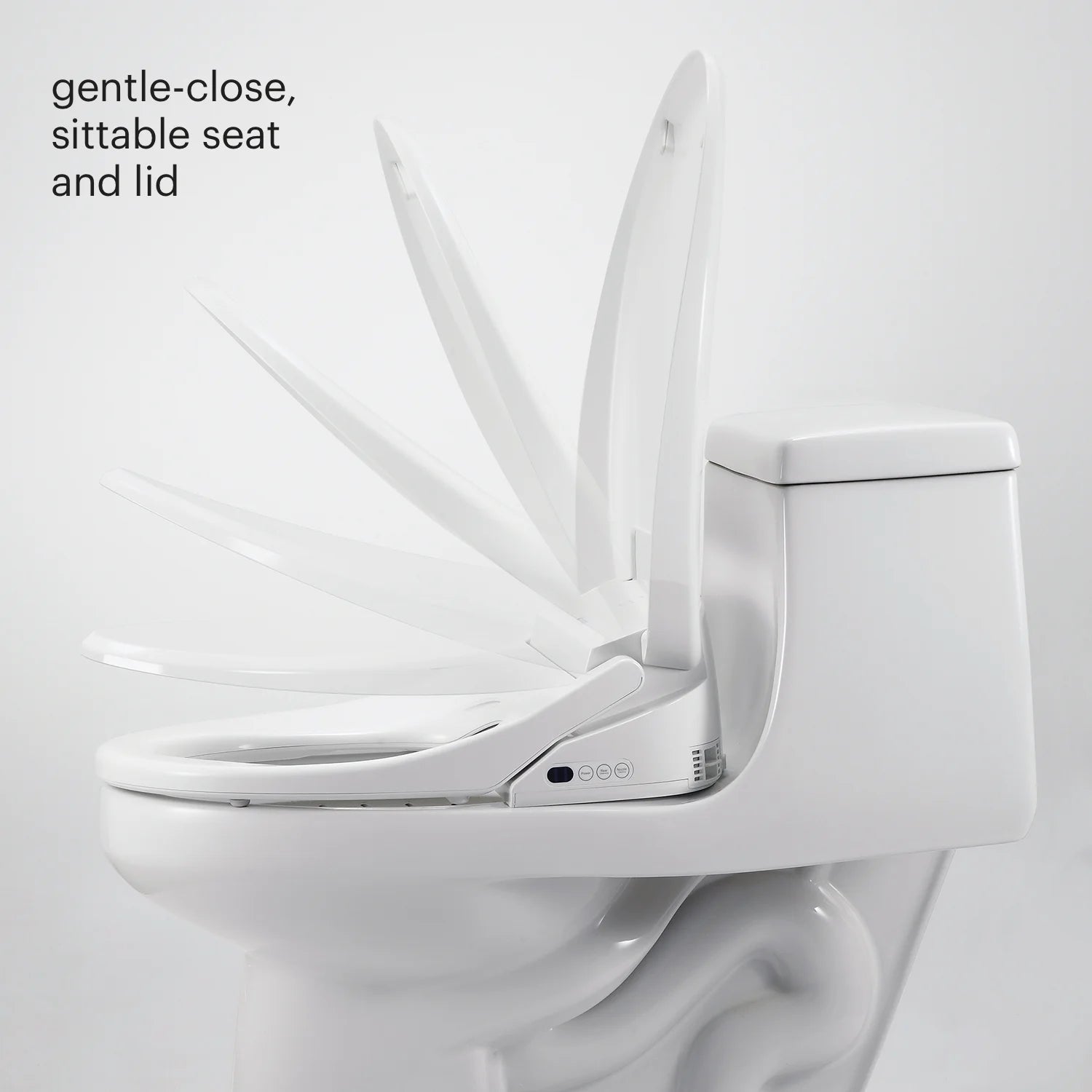 Brondell Bidet Toilet Seat S1400, Smart Toilet Seat, Dual Stainless-Steel, Self-Cleaning Nozzle With Clean Plus Technology, Endless Warm Water Bidet, Warm Air Dryer-Nightlight, Heated Seat, Elongated