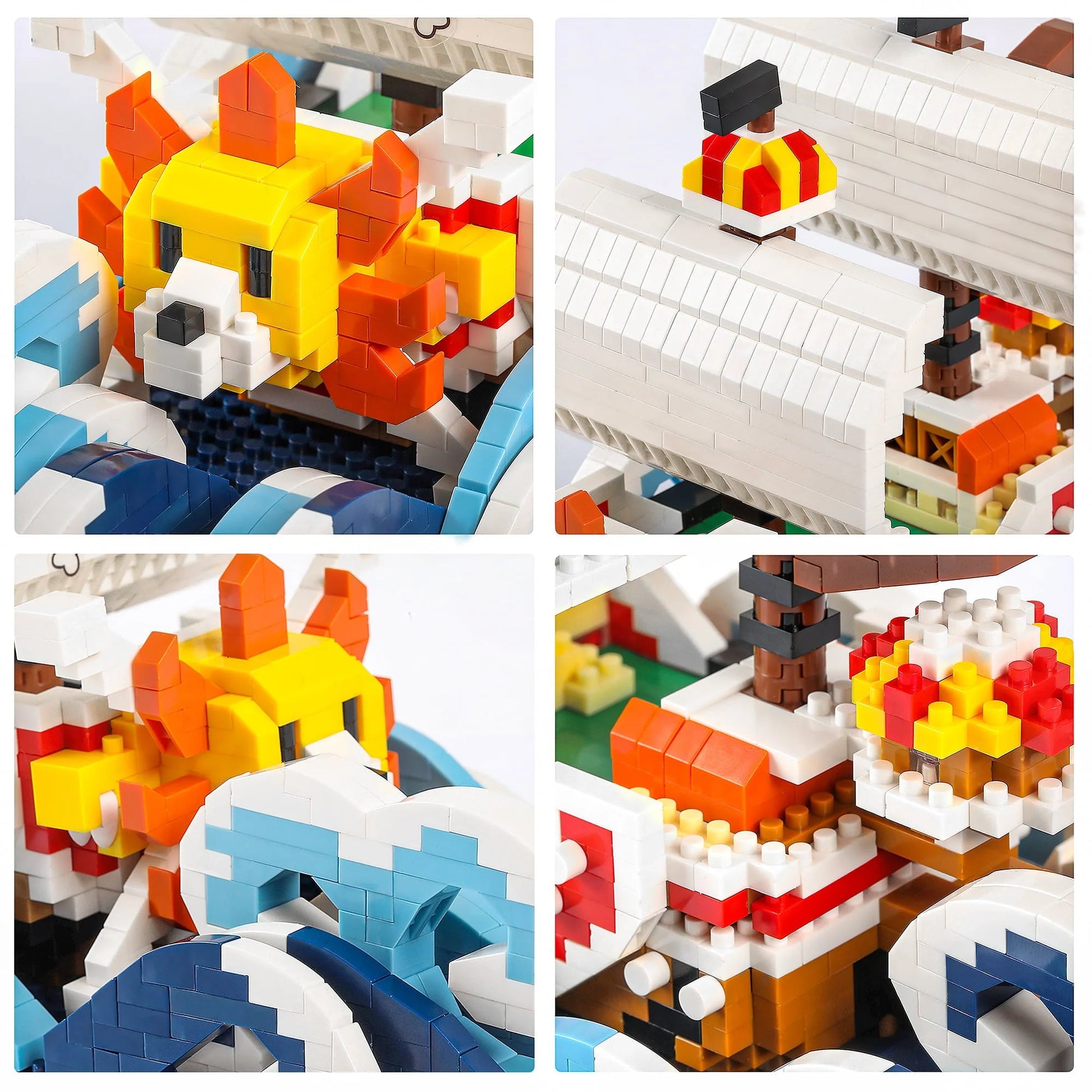 HI-Reeke Building Block Set One Piece Anime Ship in a Bottle Micro Brick Kit Thousand Sunny Toy