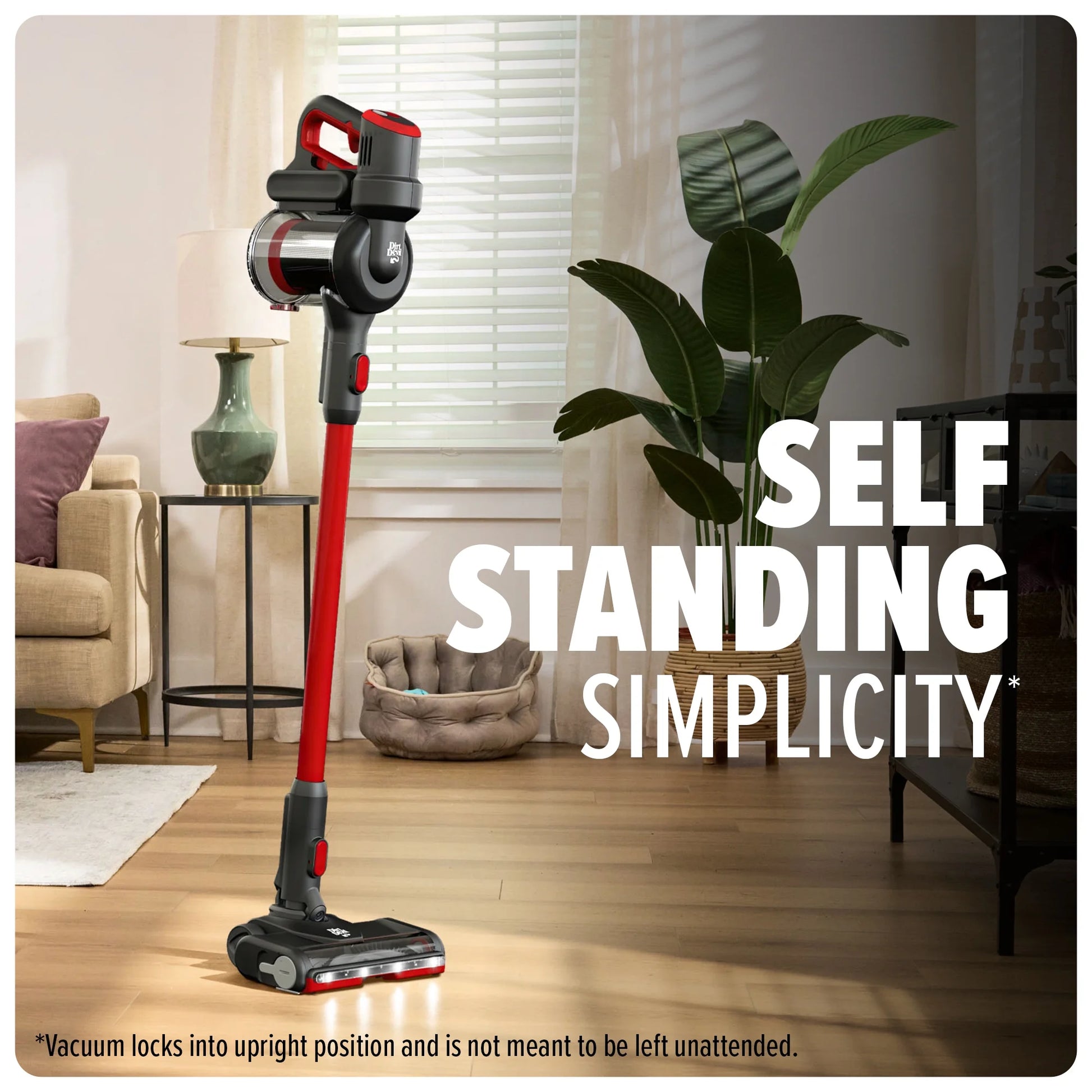 Dirt Devil Cordless Standing Stick Vacuum Cleaner, Carpet & Hard Floors, Above Floor Cleaning, LED Headlights, Lightweight, 25 Min. Run Time, for Home Use, BD57010V