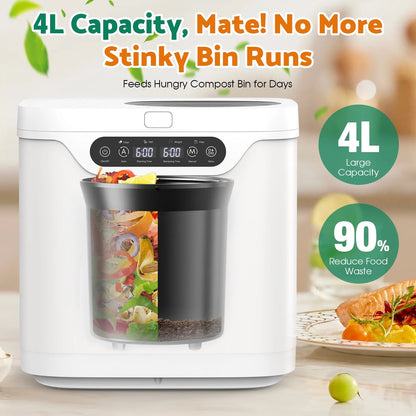 Advwin 4L Electric Composter for Kitchen, Indoor Compost Bin, 2 Detachable Carbon Filter, Auto-Cleaning