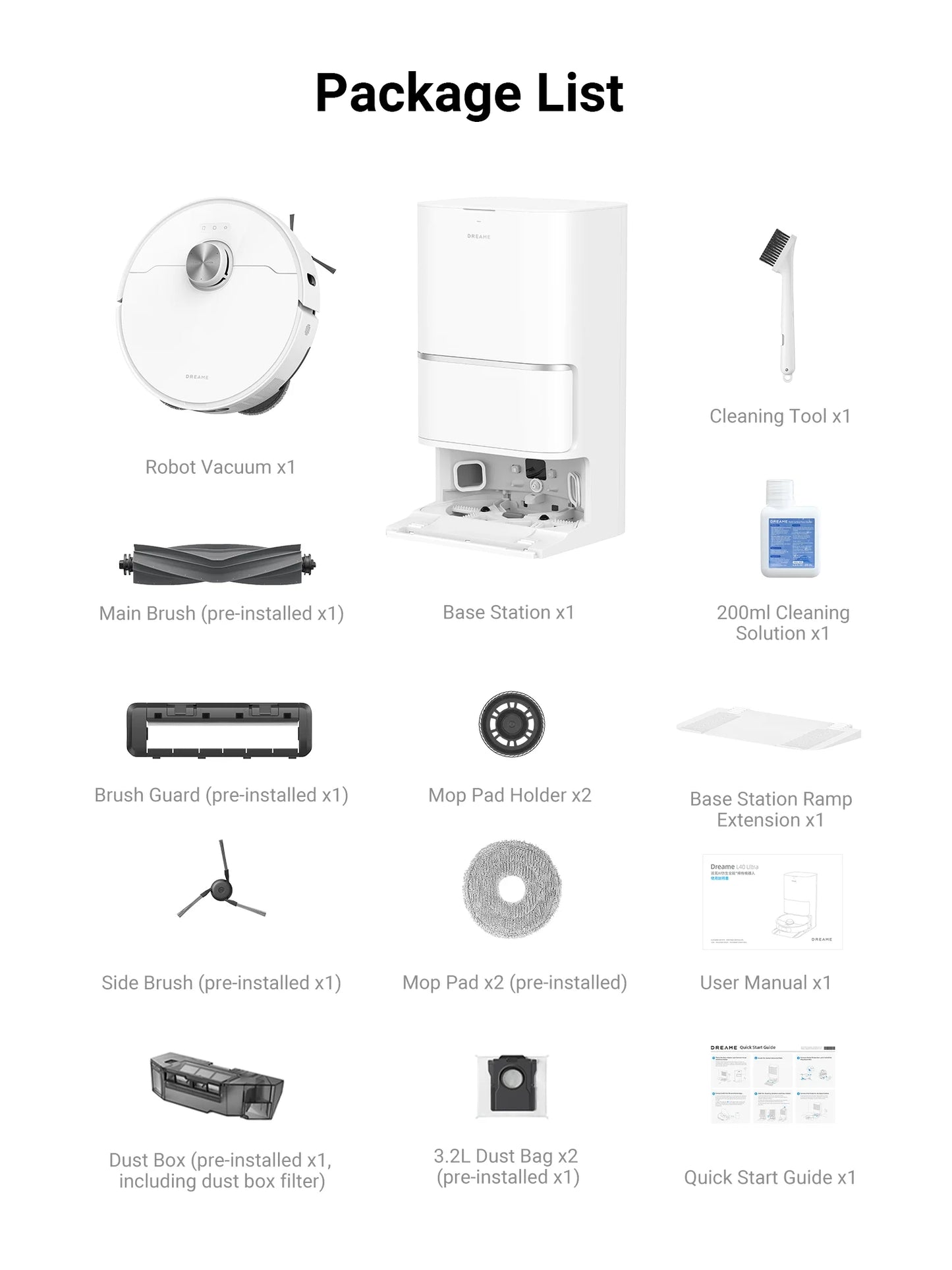 dreame L40 Ultra Robot Vacuum with Removable & Liftable Mop, Extendable & Liftable SideBrush, 11,000Pa Suction, 149a?? Mop & Washboard Self Cleaning, Auto-Empty, Auto Refill, Voice Control