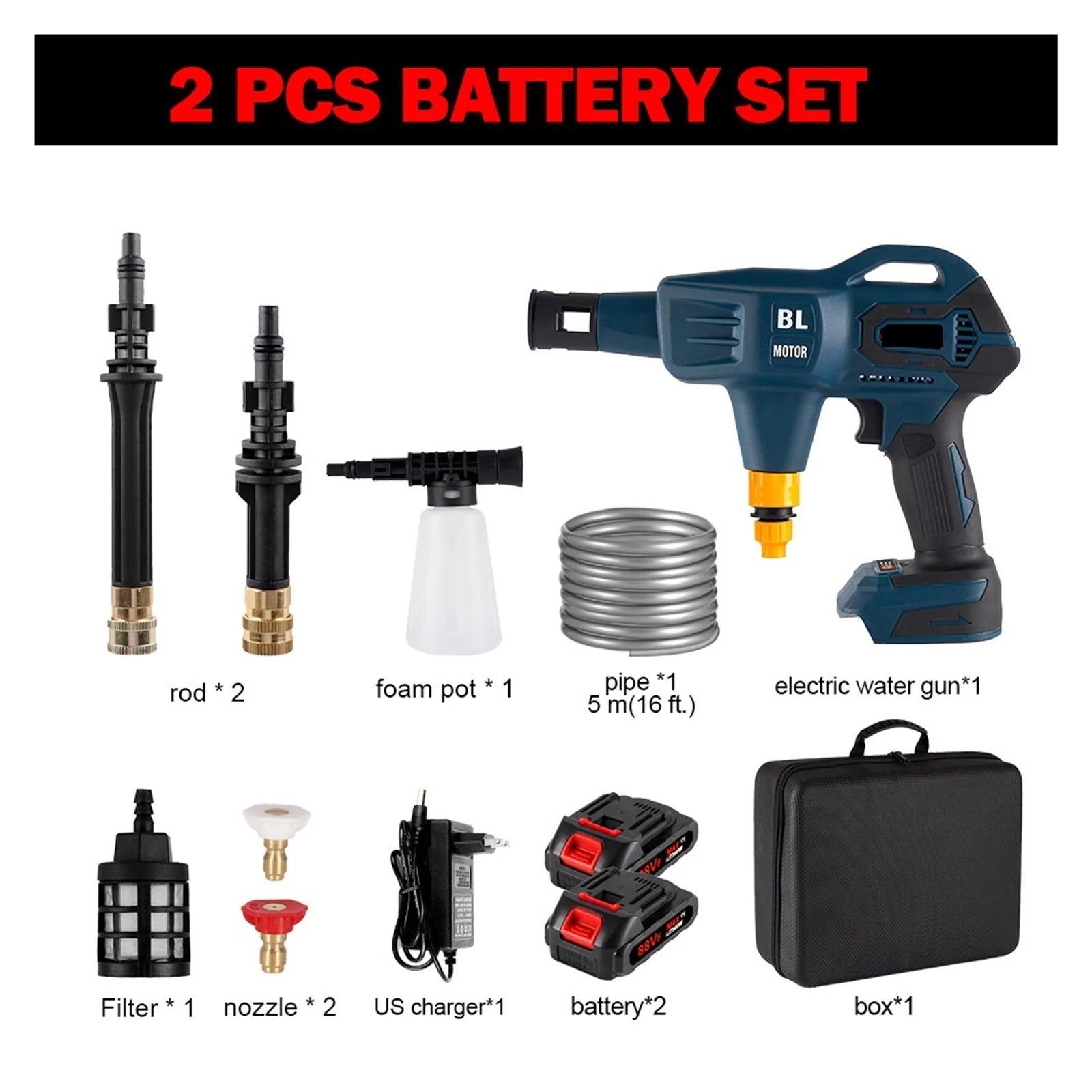 150Bar Brushless Electric Spray Gun 3200W High Pressure Water Cleaning Machine Garden Cleaning Tools For 18V Battery