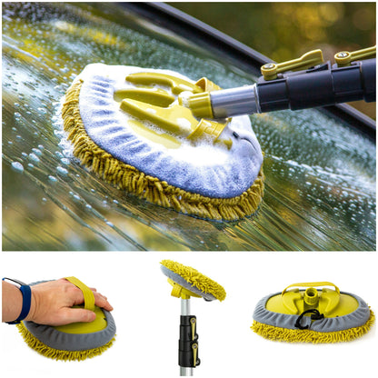 DocaPole Car Cleaning Kit: Car Wash Kit with 5-12�?Extension Pole & Soft Brush, Car Squeegee, Car Wash Mitt (2X), Microfiber Cleaning Head