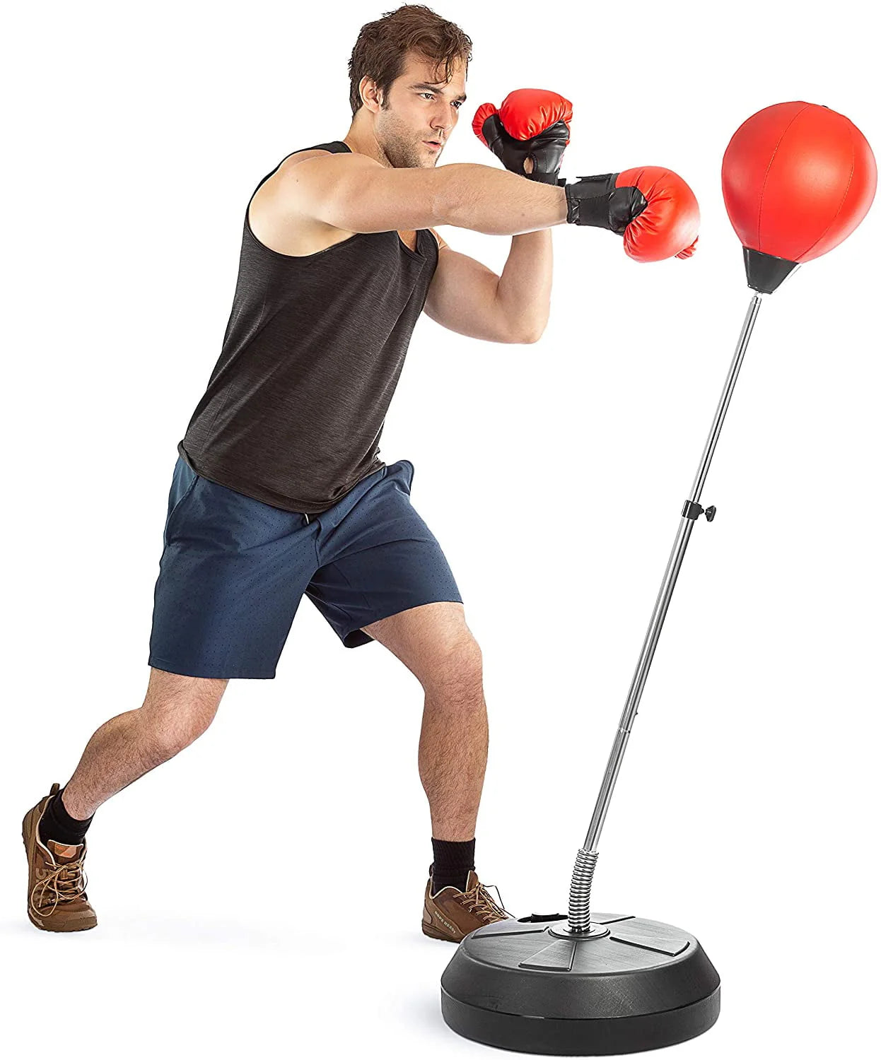 Delaman Punching Bag with Stand for Adults & Kids, Adjustable Height Freestanding Punching Ball Boxing Speed Bag, Ideal for MMA Reflex Speed Training, Fitness,Punching and Muscle Building