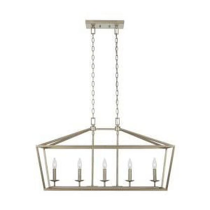 Home Decorators Weyburn 5-Light Antique Silver Caged Island Chandelier - New