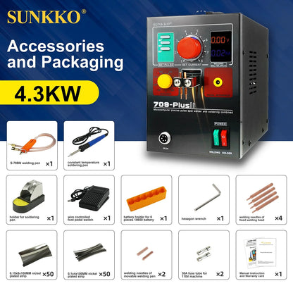 Sunkko 709Plus Battery Spot Welder Transformer Pulse Spot Welding Machine, Portable Multifunctional Battery Welding Equipment for 18650 14500 Lithium Battery Pack Building