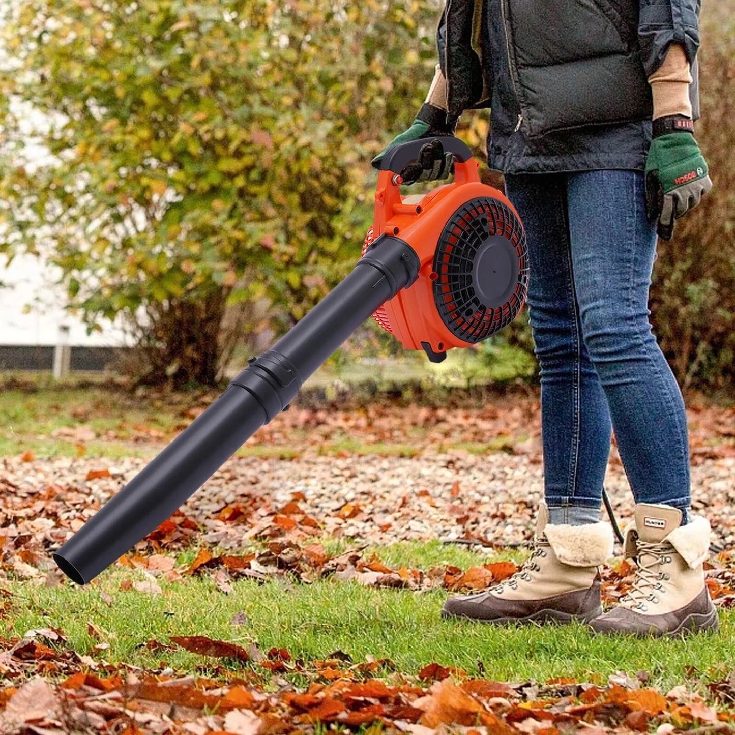 Aiqidi Gas Leaf Blower for Yard, 25.4CC 2-Stroke Gas Powered Leaf Blower Commercial Handheld Grass Lawn Garden Dust Blowing Cleaning Tool 7500Rpm