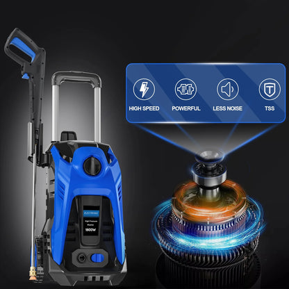 Electric Pressure Washer 4800PSI-Max 2.9GPM Pressure Washer with 25 Foot Hose, 16.4 Foot Power Cord, Soap Tank Car Wash Machine Blue Ideal Cleaning for Patio
