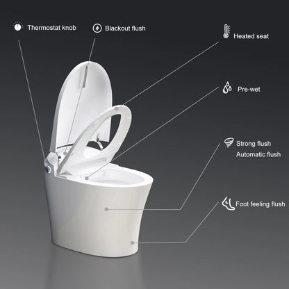 HOROW Tankless Toilet, Modern Smart Toilet without bidet, Self Cleaning One Piece Toilet with Warm Elongated Seat,Heated Toilet HR-T10SD