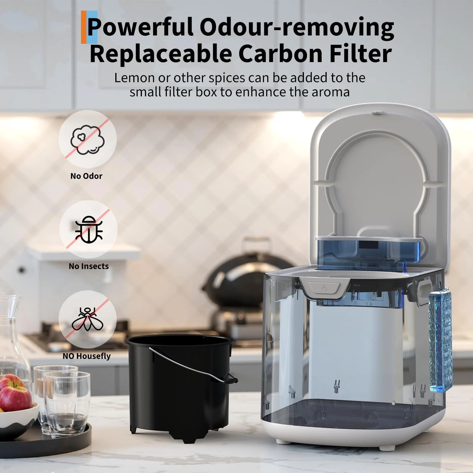 Danolapsi 3.5L Electric Kitchen Composter Smart Odorless Compost Bin Auto-Cleaning,Countertop Food Waste Composting Machine -Fast 4-6H Food Waste to Fertilizer Conversion for Outdoor Use